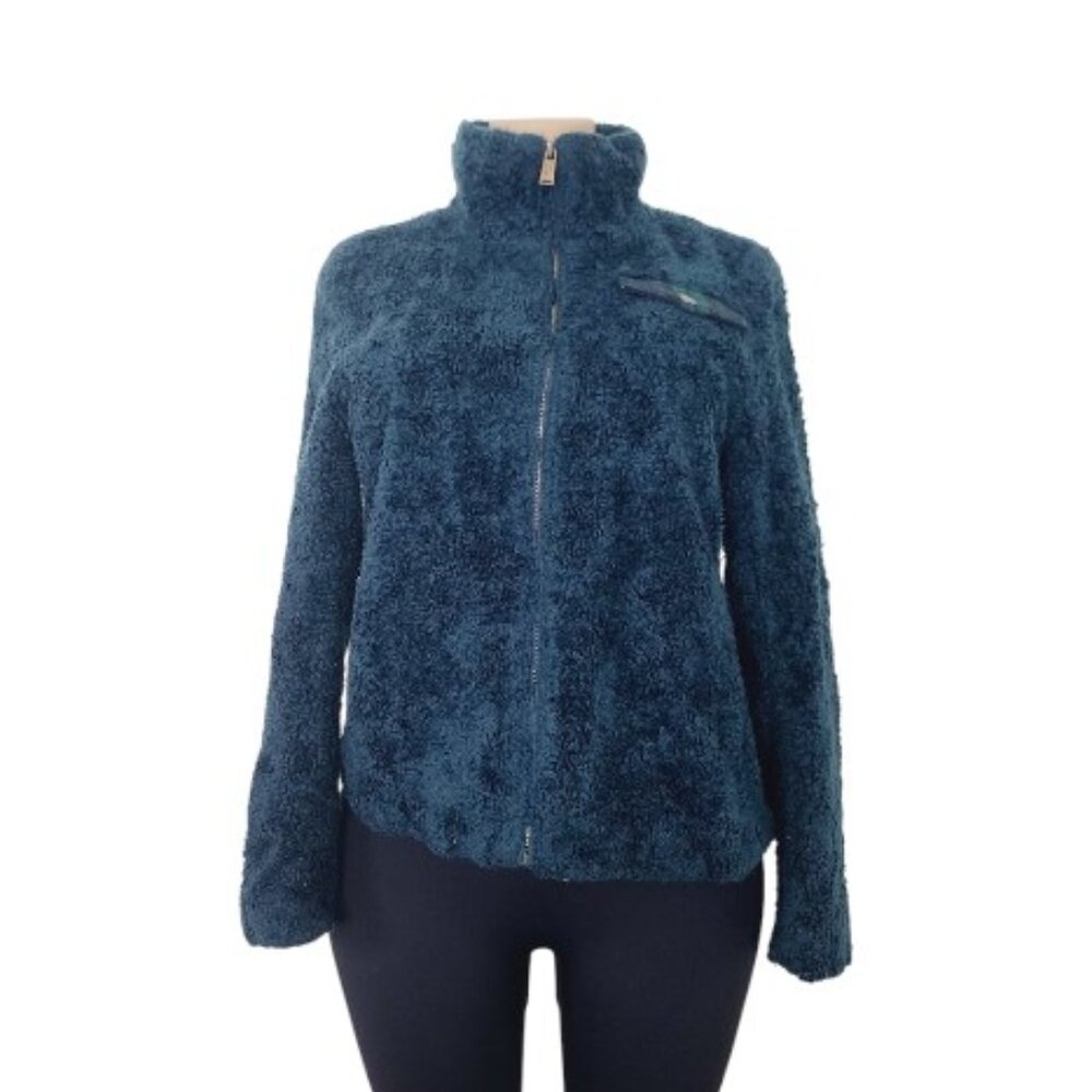 Pendleton Women's Navy Mock Neck Insulated Sherpa Fleece Jacket Size M